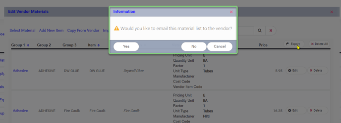 Send to vendor option