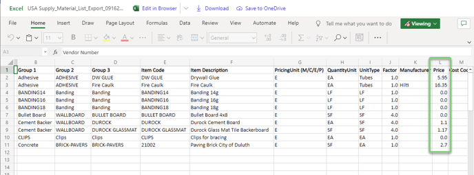 Update pricing