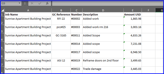 export cor log